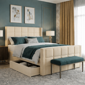 Royal Wing Divan Bed with Luxury Cube Pattern - Image 3