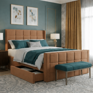 Royal Wing Divan Bed with Luxury Cube Pattern - Image 4