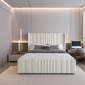 Rome Wing Ottoman Bed Set in Cream Velvet - Image 2