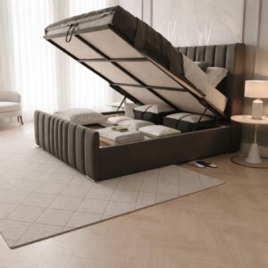 Rome Wing Ottoman Bed Set in Cream Velvet - Image 3