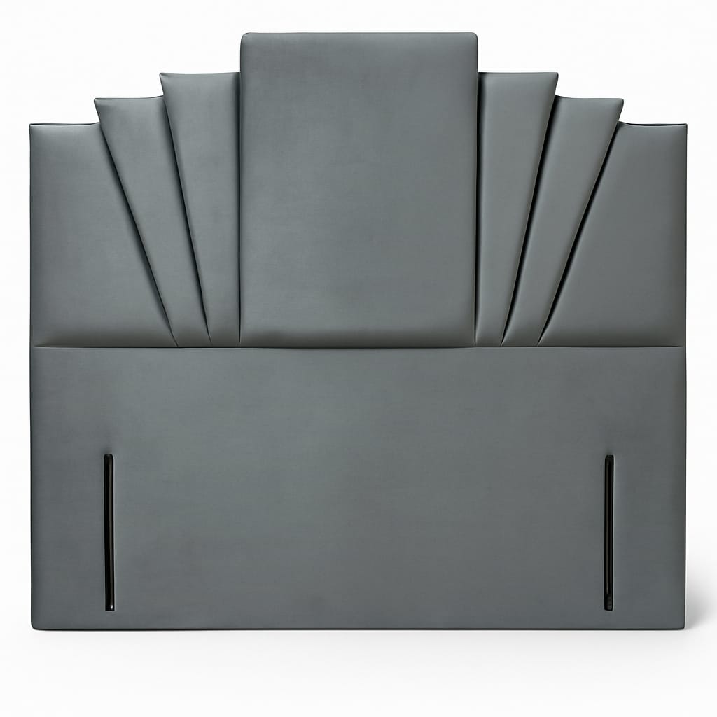 Ancona Wing Headboard Elegant Ancona Headboard Upholstered with Geometric Fan Detailing - Image 1