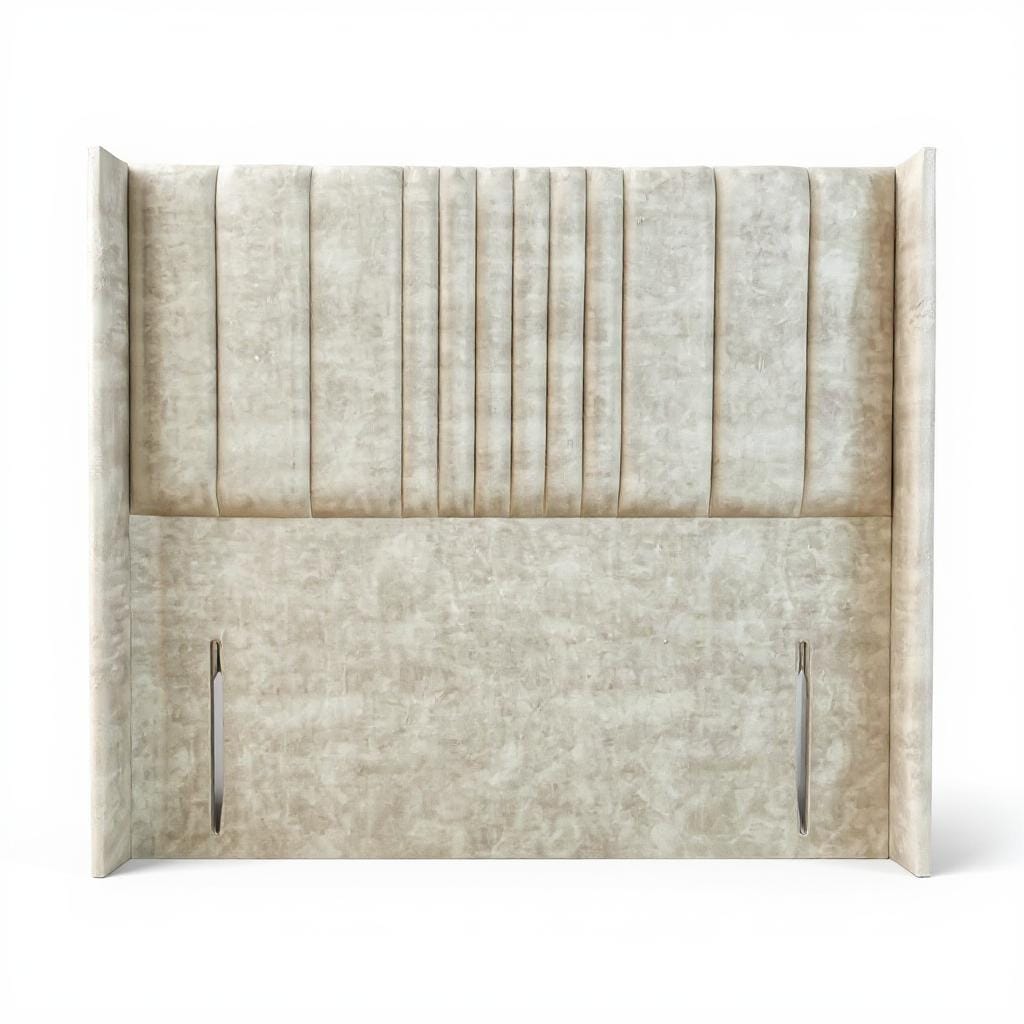 Rome Headboard Elegant Upholstered Rome Wing Headboard with Vertical Panels - Image 1