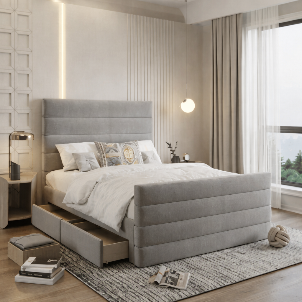 wp52 Mallard Ottoman Divan Bed Horizontal Panel Design - Image 1