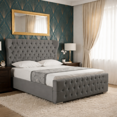 Robin Wing Ottoman Storage Bed with Chesterfield Design