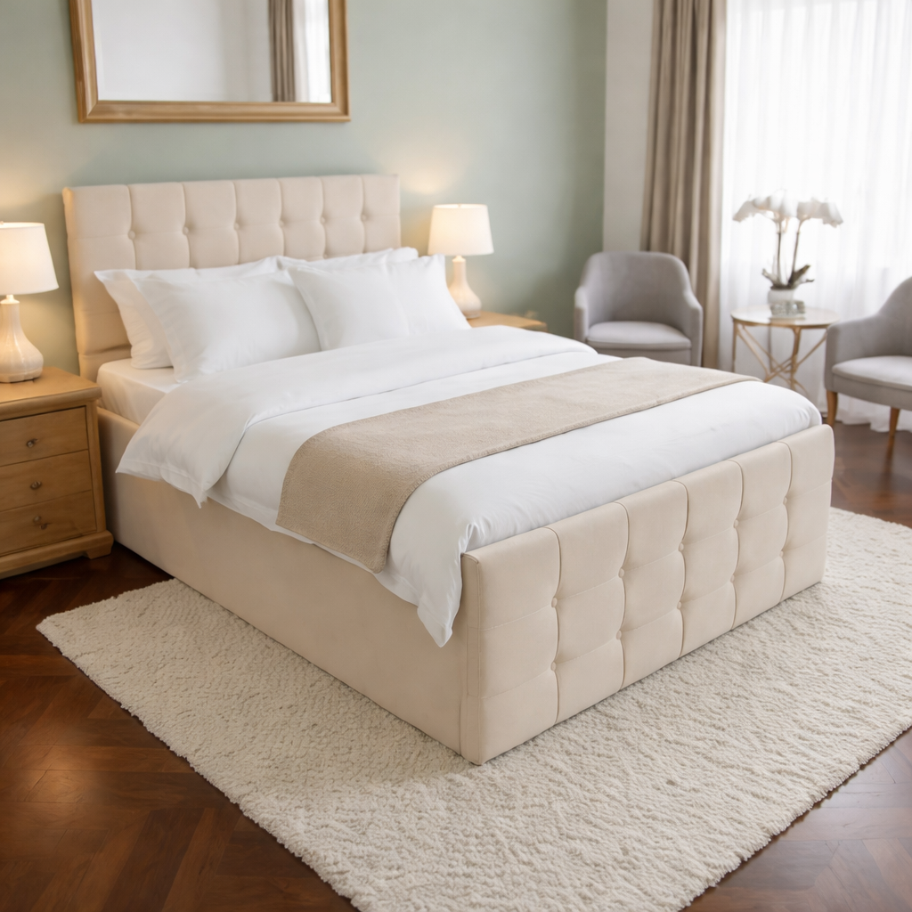 wp.2 Raven Ottoman Storage Bed with Modern Cube Design - Image 1