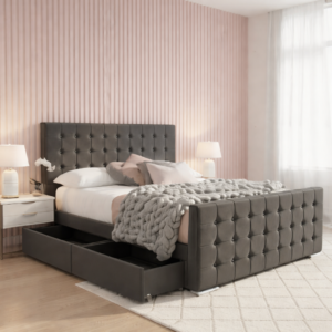 Cube Divan Bed with Modern Tufted Headboard - Image 2