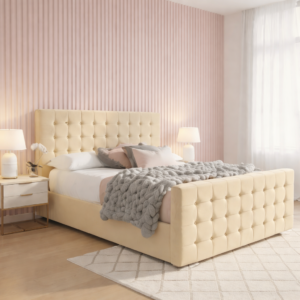 Cube Divan Bed with Modern Tufted Headboard - Image 3