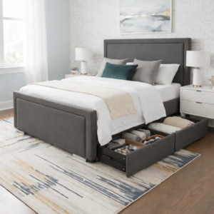 Charlie Divan Bed with Bordered Headboard and Storage - Image 2