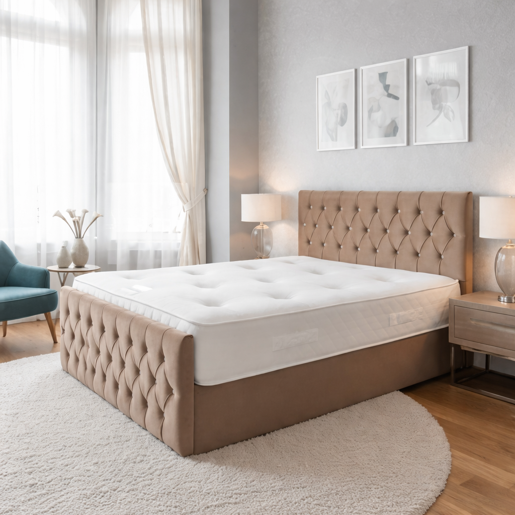 wp17 Aspire Divan Bed with Deep Button-Tufted Headboard - Image 1