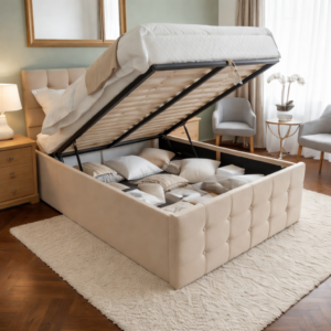 Raven Ottoman Storage Bed with Modern Cube Design - Image 3
