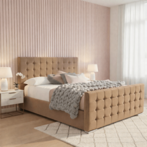 Cube Divan Bed with Modern Tufted Headboard